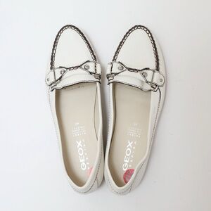 Geox Respira Women's white moccasins comfort wear genuine leather size 40 classy